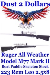 .223 Ruger M77 MARK II All Weather Synthetic Zytel Skeleton Boat Paddle Stocked Rifle Leupold VARI-X III 2.5x8 - 1 of 18
