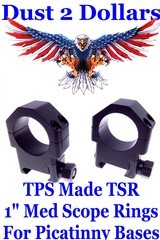 TPS Made TSR 1" Medium Height 7075 Aluminum Scope Rings Matte Finish Mil-STD 1913 Picatinny Bases