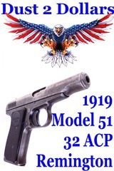 Remington Model 51 Semi Automatic Pistol chambered in .32 ACP Manufactured in 1919 - 1 of 11