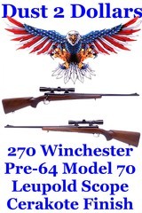 Pre-64 Winchester Model 70 Rifle in .270 Winchester Mfd 1951 with Cerakote Finish Leupold Scope C&R Ok - 1 of 18