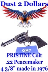 PRISTINE Colt .22 Single Action Peacemaker 4 3/8” Blued – Case Colored Revolver made in 1976 - 1 of 16
