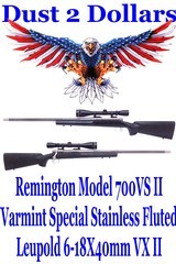 Remington Model 700VS II Varmint Special Stainless Fluted Bolt Action Rifle 223 Remington Leupold 6-18X40mm VX II Scope - 1 of 14