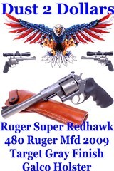 Ruger Super Redhawk DA/SA 05510 Revolver Chambered in .480 Ruger 7 1/2" Target Gray Finish Galco Holster - 1 of 16