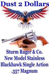 Gorgeous Ruger New Model Stainless Blackhawk SA .357 Magnum Revolver Made in 2009 W/Galco Holster - 1 of 14