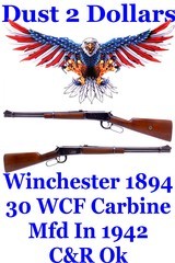 Pre War Winchester Model 94 1894 30-30 30 WCF 20" Lever Action Carbine Manufactured in 1942 C&R Ok - 1 of 18