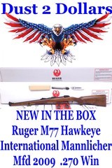 NIB HM77RSI Ruger M77 RSI Hawkeye International Mannlicher Stocked Bolt Action Rifle 270 Winchester 17142 - 1 of 9