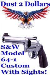 Custom Smith & Wesson Model 64-1 .38 Special 4 Inch Revolver with Factory Added Sights Ahrends Grips - 1 of 8