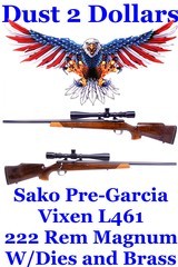 Sako Pre-Garcia Vixen L461 HB Sporter .222 Remington Mag Bolt Action Rifle Dies Brass Mfd 1965 Bofors Steel - 1 of 19
