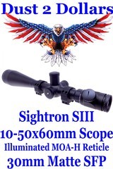 Sightron SIII SS 10-50x60 Side Focus Long Range Rifle Scope Illuminated MOA-H Reticle SFP Vortex PM Rings - 1 of 9