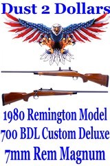 Very Clean Remington Model 700 BDL Custom Deluxe 7mm Rem Magnum Bolt Action Rifle Made in 1980