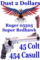 Ruger Super Redhawk 05505 454 Casull - 45 Colt 6-Shot DA SA 7 1/2” Revolver Mfd 2009 With Galco Holster - 1 of 13
