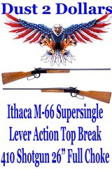 Single Shot Ithaca Model 66 M-66 Supersingle Lever Action Top Break 410 Shotgun 26” Barrel and Full Choke - 1 of 20