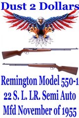All Original Remington Model 550 550-1 22 S. L. LR. Semi Automatic Rifle Made in November of 1955 C&R Ok - 1 of 18