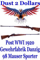 RARE 1920 Post WWI Gewehrfabrik Danzig 98 Mauser Sporter Bolt Action Rifle in 8mm - 8x57 Mauser C&R Ok