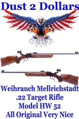 Collector Grade Herman Weihrauch HW 52 .22 Single Shot Falling Block Target Rifle with all the Original Sights