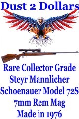 Collector Grade Steyr Mannlicher Schoenauer Model 72 72S Rifle in 7mm Rem Mag made in 1976 AMN