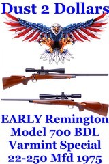 EARLY Remington Model 700 BDL Varmint Special .22-250 Bolt Action Rifle Made In 1975 8-32x44 SF Scope