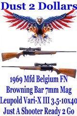 FN Browning High Power BAR Rifle 7MM Remington Mag Semi-Auto Mfd 1969 Leupold VARI-X III 3.5-10x40mm