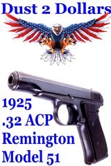 Late Type II Remington UMC Model 51 .32 ACP Semi Automatic Pistol Manufactured in 1925 C&R Ok - 1 of 12