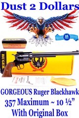 PRISTINE Ruger #06001 New Model Blackhawk .357 Maximum with 10 1/2 Barrel Mfd 1983 with Original Box - 1 of 14