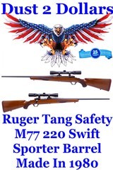 Hard To Find Ruger M77 M77R Tang Safety Bolt Action Rifle with 24” Standard Weight Barrel 220 Swift Mfd 1980 - 1 of 19