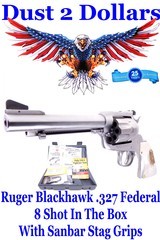 GORGEOUS Ruger New Model Blackhawk 00353 KBN-3275 8 Shot 327 Federal Mag with Eagle Sanbar Stag Grips - 1 of 14