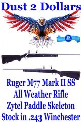 Ruger M77 Mark II Bolt Action Stainless All Weather Zytel Skeleton Paddle Stock in 243 Winchester W/Rings - 1 of 19