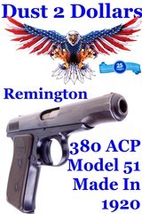 Remington Model 51 Semi Automatic Pistol chambered in .380 ACP Made in 1920 Transition Type 1 - 1 of 12