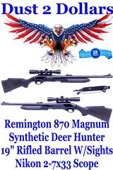 Remington Arms 870 Deer Hunter Pump Action Shotgun Package Synthetic Fully Rifled 12 Ga Mag Nikon 2-7x33