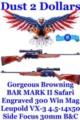 Browning Bar MARK II Safari Engraved 300 Win Mag Semi-Auto Rifle Long Range Leupold VX-3 4.5-14-50mm SF 30mm B&C - 1 of 15