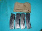 M1 CARBINE, 4 MINT ORIGINAL U.S.G.I. 30 RD. MAGS , MAKER MARKED "J", IN ORIGINAL KOREAN WAR POUCH - 1 of 5