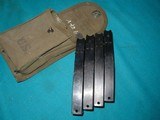 M1 CARBINE, 4 MINT ORIGINAL U.S.G.I. 30 RD. MAGS , MAKER MARKED "J", IN ORIGINAL KOREAN WAR POUCH - 3 of 5