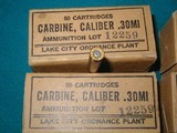 M1 CARBINE, 5 BOXES, UN-ISSUED LC 1943, AMMO....HARD TO FIND - 2 of 3