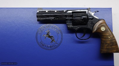 Colt BLUE Python Factory Master Hand Engraved C , 357 Mag 4.25