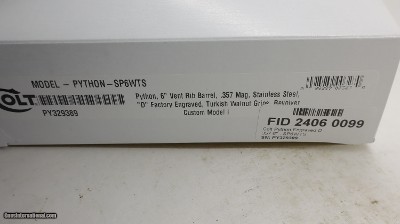 Colt Python Factory Hand Engraved D Level, 357 Mag 6