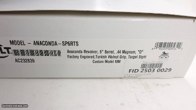 Colt Anaconda Factory Hand Engraved D Level, 44 Mag 6