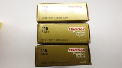 Remington Premium Safari 416 Rigby 400gr Trophy Bonded Solid x 3 (60) T416T2