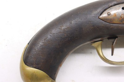 Unmarked percussion conversion from Flintlock Civil war 50 caliber pistol - Image 6 of 21