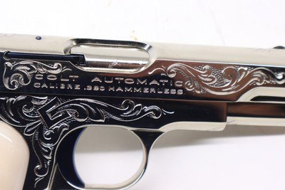 Colt 1908 Nickel Pearl factory engraved B Expert Custom shop - Image 4 of 18