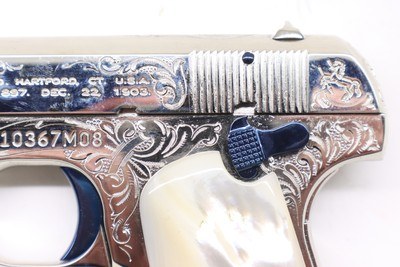 Colt 1908 Nickel Pearl factory engraved B Expert Custom shop - Image 13 of 18