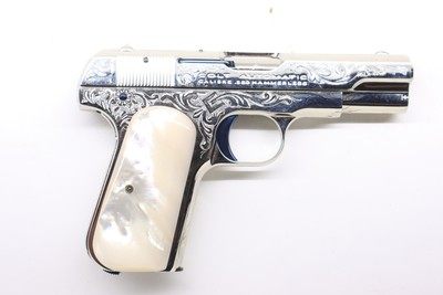Colt 1908 Nickel Pearl factory engraved B Expert Custom shop
