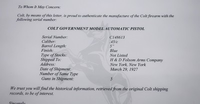 Colt Government Model 45ACP H&D Folsom Arms NY, NY ca. 1927 Excellent - Image 3 of 15