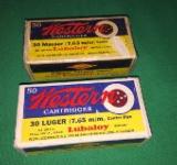 Luger 30 caliber (7.65 ) and 30 Mauser (7.63) in beautiful Bull's Eye Vintage boxes -Perfect - 1 of 2