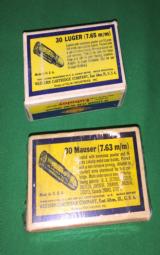 1930's Vintage 30 Luger and 30 Mauser Yellow/Red/Blue boxes
- 10 of 10