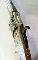 Factory engraved Mod 1873 Ivory grips,nickel plated 7 shot 22 cal spur trigger - 1 of 2