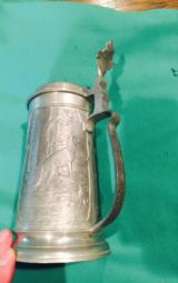 Ornately engraved German Beer Stein with hunting scences 100% coverage - 2 of 6