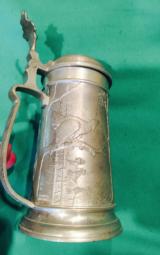 Ornately engraved German Beer Stein with hunting scences 100% coverage - 3 of 6