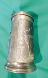 Ornately engraved German Beer Stein with hunting scences 100% coverage - 4 of 6