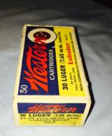 Winchester-Western Bulleseye boxes of 30 Luger AND 30 Mauser ammo - 6 of 9