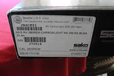 Sako 85 Carbonlight 260 Rem * NIB * Carbon Fiber Stock 5.3lbs! - Image 2 of 15